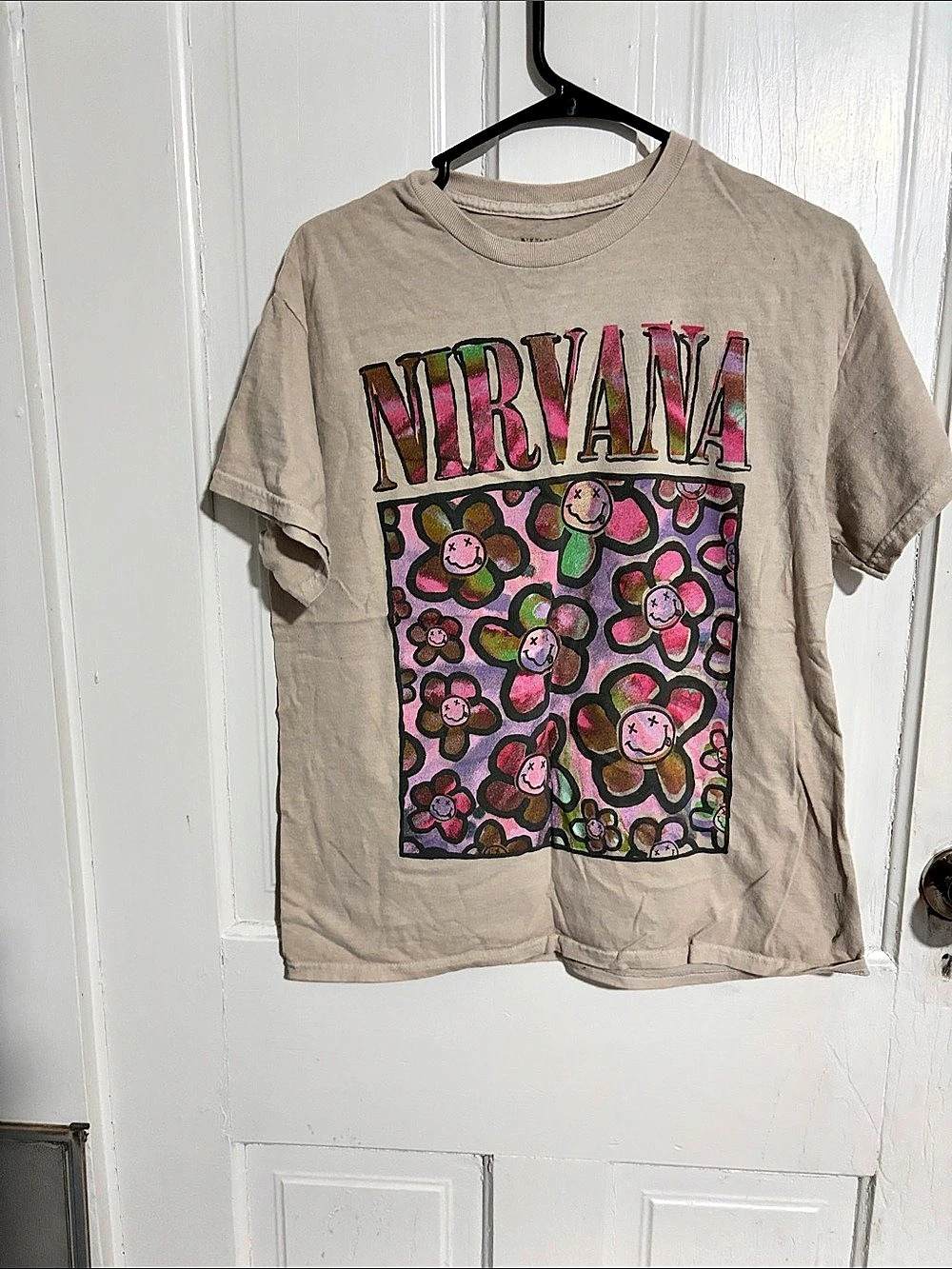 Nirvana Floral Smiley Graphic Tee Graphic Short Sleeve Tee XS